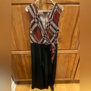 Nina Leonard Multicolor Geometric Jumpsuit